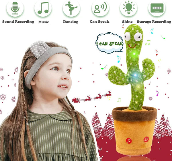 Dancing Cactus For Kids Toy – Talking, Singing, Repeating Plush, USB Rechargeable, Interactive Baby & Toddler Toy, Fun Gift