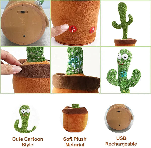 Dancing Cactus For Kids Toy – Talking, Singing, Repeating Plush, USB Rechargeable, Interactive Baby & Toddler Toy, Fun Gift