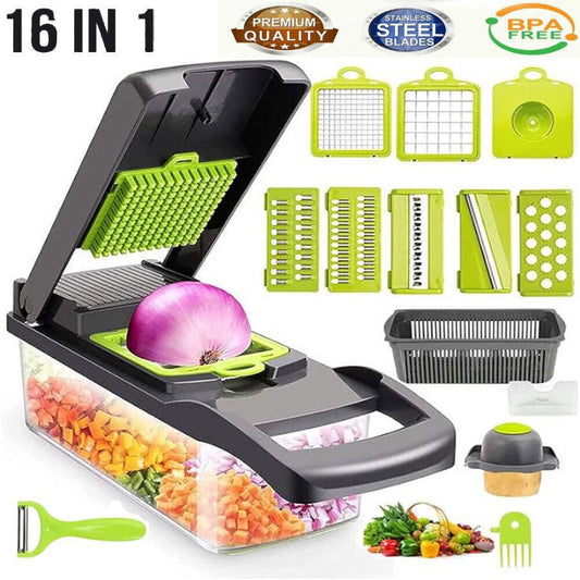 16 in 1 Vegetable Chopper Veggie Slicer with Box and Accessories