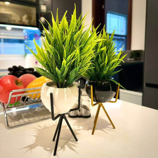 Luxury Ceramic Planters with Metal Stands